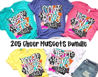 CHEER BUNDLE, 205 Mascots bundle png, bright cheer png, cheer digital for sublimation & dtf, mascot google drive, bright mascot png