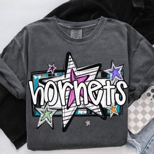 HORNETS png, Hornets digital for sublimation & dtf, bright stars school spirit png, hornets school spirit png, bright retro hornets png