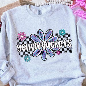 YELLOW JACKETS png, Yellow Jackets School Spirit digital for sublimation & dtf, Yellow Jackets flowers png, flower school spirit png