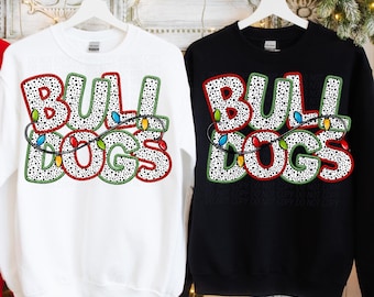BULLDOGS CHRISTMAS School Spirit digital for sublimation & dtf png, Christmas school spirit png, bulldogs school spirit png, Bulldogs png
