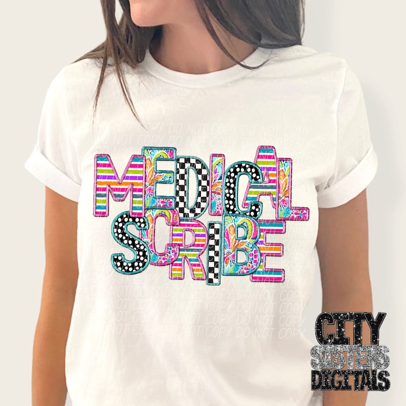 MEDICAL SCRIBE Png, Faux Embroidery Digital, Digital for Sublimation ...