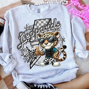 LEOPARDS school spirit digital for sublimation & dtf png, Leopards school spirit png, retro Leopards png, checker school, Leopards game day
