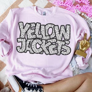 YELLOW JACKETS png, Yellow Jackets faux embroidery digital for sublimation & dtf, Yellow Jackets dots png, Yellow Jackets mascot png