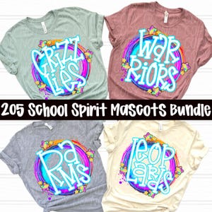 SCHOOL SPIRIT BUNDLE, 205 Mascots bundle png, neon school spirit png, digital for sublimation & dtf, mascot google drive, neon mascot png