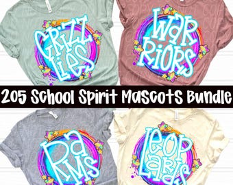 SCHOOL SPIRIT BUNDLE, 205 Mascots bundle png, neon school spirit png, digital for sublimation & dtf, mascot google drive, neon mascot png