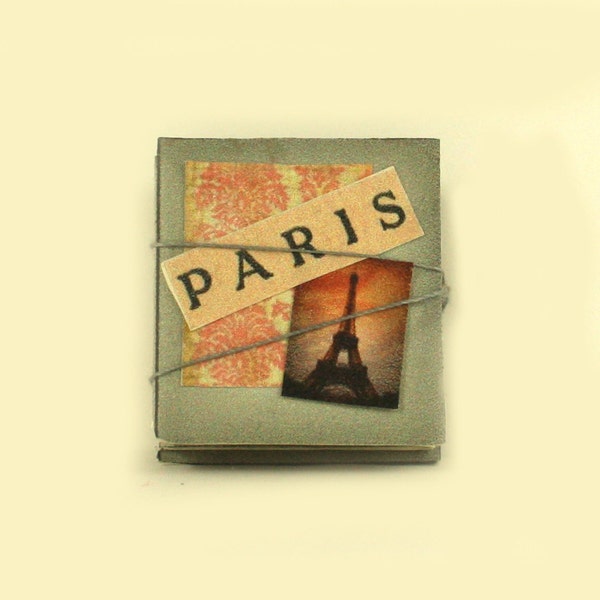 Paris Themed Scrapbook Album, Miniature Book Project 1:12 scale Digital Altered Art Project Junk Journal style DM001