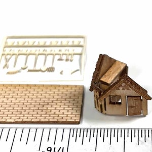 KIT Garden & Tool Book Box Kit, tagliato al laser e inciso su legno impiallacciato in acero con utensili e vasi di carta tagliati al laser da dipingere in scala 1:12 LC208