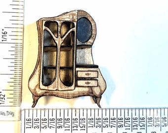 KIT, Art Nouveau Secretary Bookcase KIT, 1:48, quarter scale dollhouse miniature, laser cut and engraved  LC318