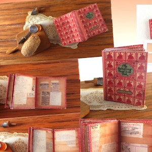 Recept Scrapbook of kookboek, 1:12 schaal Junk Journal Style PDF, JPG Miniatuurboek, Afdrukbaar Project, Dollhouse Instant Download DH020