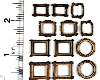 KIT Rustic Frames, Engraved, 1:48, quarter scale laser cut kit Larger Dollhouse Miniature  LC119