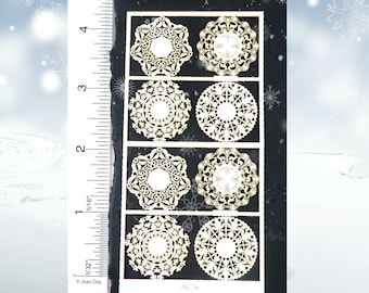 Scandinavian Christmas Paper Doilies in 3 scales, for cookies, cakes, 8 doilies 4 designs, birds, reindeer Nordic PL194