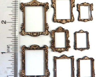 KIT French Frames, Engraved, 1:48, quarter scale laser cut kit Larger Dollhouse Miniature  LC095