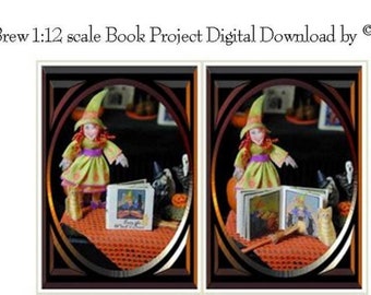 Halloween, Izzy the Witch's Brew, Miniature Book Project PDF and JPG, 1:12 scale Printable, Digital Dollhouse Instant Download MB005