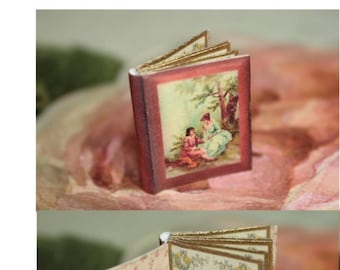 French Romantic Rose Photo Album Download Project, book 1:12 scale valentine Printable Instant Dowload  DH014