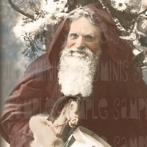 Santa z konia, zabawki, Le Pere Noel - francuski pocztówka 1908 - Photo Scan - Instant Digital Download FC023