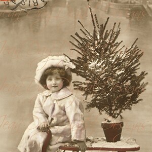 Noel Dreaming from Paris, Instant Digital Download Antyczna francuska pocztówka z początku lat 1900. - skan FC063