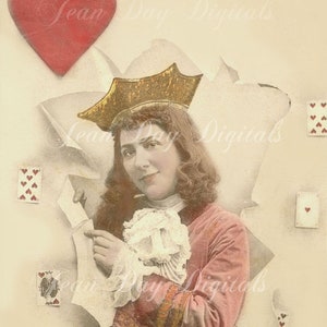Valenine's Jack of Hearts -Playing Cards - French Postcard - Carte Postale, Instant Download,  FrA050