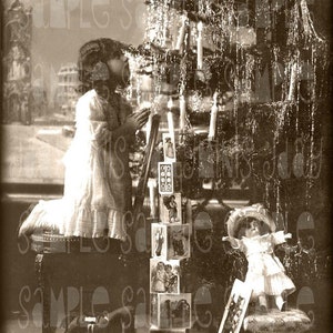 Natale francese, Ringraziare, Bambola, Blocchi impilabili - Cartolina francese 1917 - Scansione, Etichetta regalo -Download digitale istantaneo FC011
