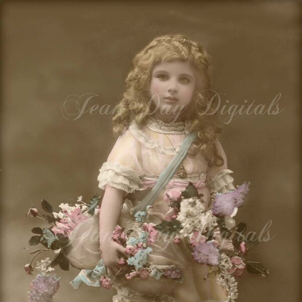 Belle Helene, French Postcard - Photo Scan -Floral Swag - Victorian Boots Instant Digital Download FrA019