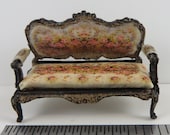 KIt Quarter Scale, Laser Cut and Engraved, French Country Roses Upholstered Sofa 1 48 1 4 quot dollhouse LC012