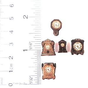 KIT "In Time"  Quarter Scale Mantel and Hang on the Wall Clocks Kit 1:48, Laser Cut, Engraved Wood kit LC111 Dollhouse