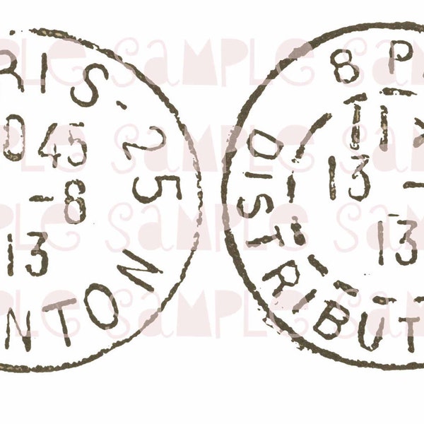 Paris Cancellation Stamps, French Instant Digital Download,  FrA028