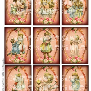Dolly Love, etiquetas de 2,5 x 3,5 polegadas, cartões-presente, download digital instantâneo vitoriano DC004