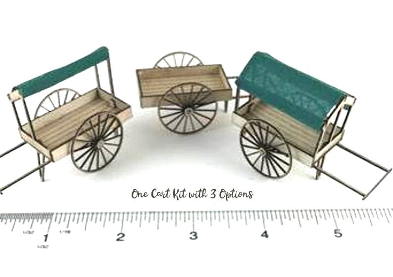 KIT 1:48 Market Cart, Hand or Vendor Cart LC505 in Quarter Scale, one cart included with three options by John Day, O scale