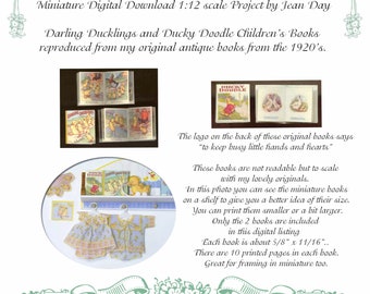 Darling Ducklings & Ducky Doodle, Instant digital download Miniature Books PDF and JPG, 1:12 scale Printable Project, Digital  MB009