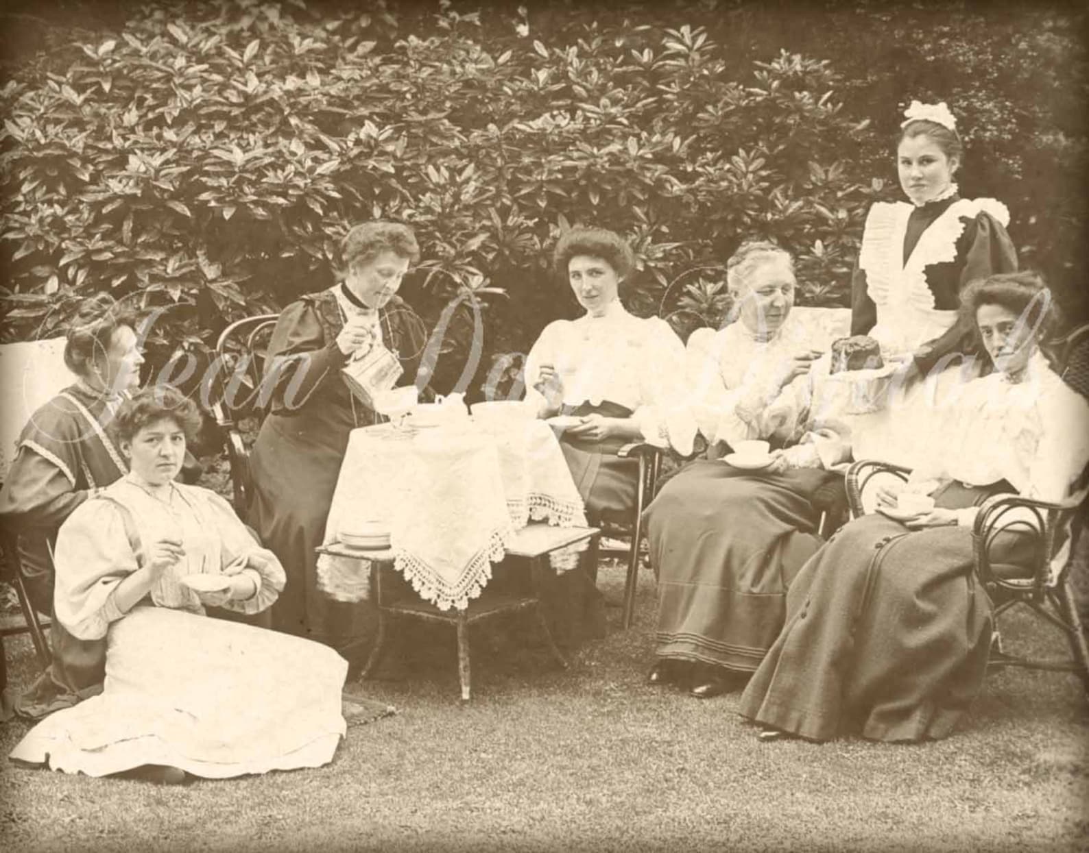 Victorian Garden Tea Party Photo Postcard Scan Instant Etsy