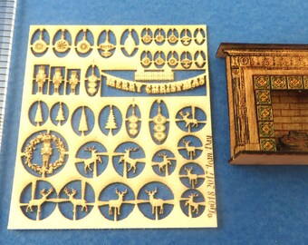 Christmas KIT 1:48 scale Laser Cut Paper Retro Christmas Decor Part 1 LP019 Dollhouse Miniature in Quarter Scale
