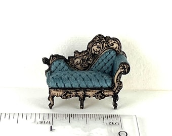 KIT Tufted Chaise Kit, Laser Cut and Engraved quarter scale 1:48 Dollhouse Miniature, DIY kit in colour choices, LC220