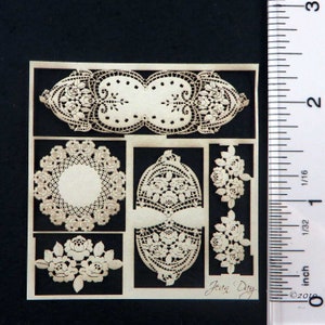 KIT Miniature in 3 Scales dollhouse French Country Roses Laser Cut Lace Centerpieces, 1:12, Half and Quarter scale Paper PL183 image 2