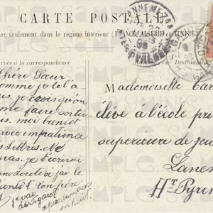 Français de Script à une jeune fille à une école de filles dans les Hautes-Pyrénées, timbre, 1905, Français carte postale Scan téléchargement FrA045