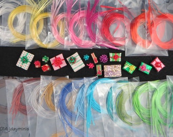 Vintage Self Sticking Ribbons in many colour choices to make bows for Dollhouse Miniatures 1:12 scale, VT039