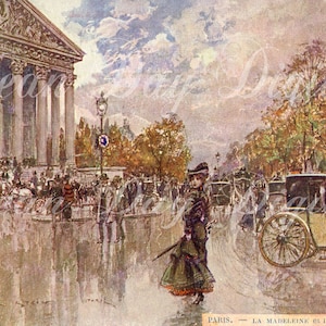 La Madeleine, Paris - Cartão postal francês - Digitalização de fotos - Download digital instantâneo para impressão FrA058