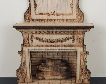 KIT Embellished Fireplace Laser Cut KIT, 1:48, quarter scale dollhouse miniature LC004