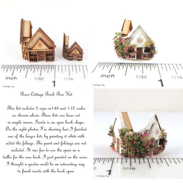 KIT Rose Cottage Book Boxes Kit, Laser Cut and Engraved Twelfth Scale & 1:48 are included in this kit LC187