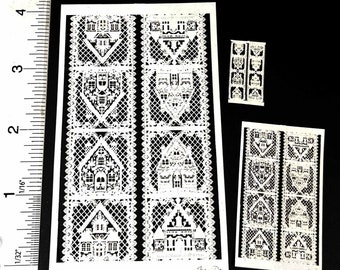 Kit Gingerbread House Lace Runners kit in 3 Scales. white paper miniature, 1:12, Half and Quarter scale PL247