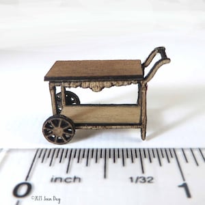 KIT Wózek na herbatę lub wózek barowy w stylu francuskim, cięty laserowo, 1:48, miniatura domku dla lalek w skali ćwiartki LC176