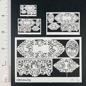 KIT Raggruppamento di pizzo di carta francese Swan & Iris, Runner, centrotavola, copriletti, kit in 3 scale e due misure per quarto, PL268