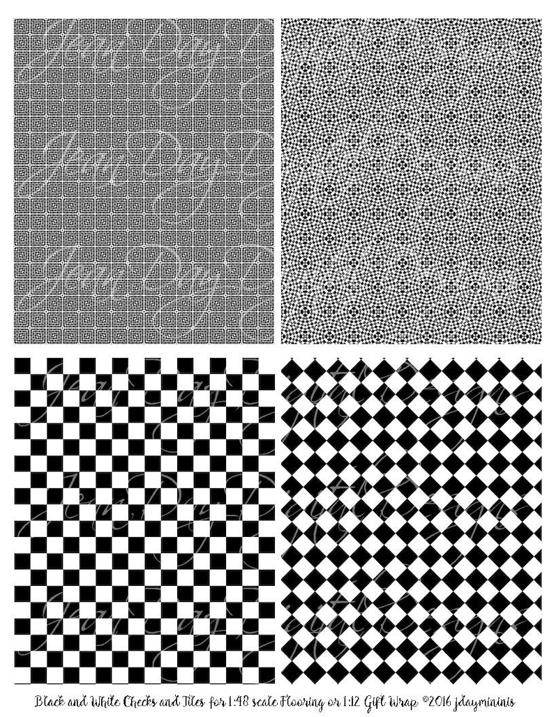 Flooring Black and White 148 Quarter Scale Dollhouse or Etsy