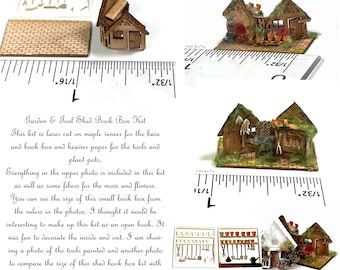 KIT Garden & Tool Book Box Kit, Laser Cut and Engraved on maple veneer wood with laser cut paper tools and pots to paint LC208