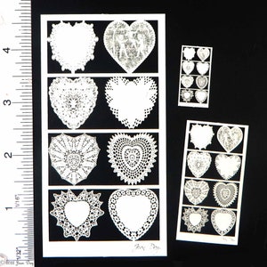 KIT. Romantic Heart Doilies 1, San Valentino, carta tagliata al laser, disponibile in 3 scale, 8 centrini in 4 design, fai da te, PL226