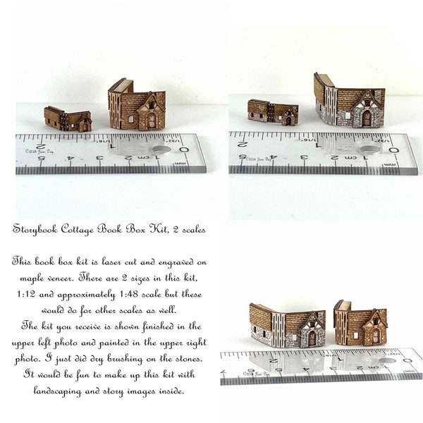 Kit Storybook Cottage Laser Cut and Engraved Twelfth scale book box  quarter scale 1:48 LC229