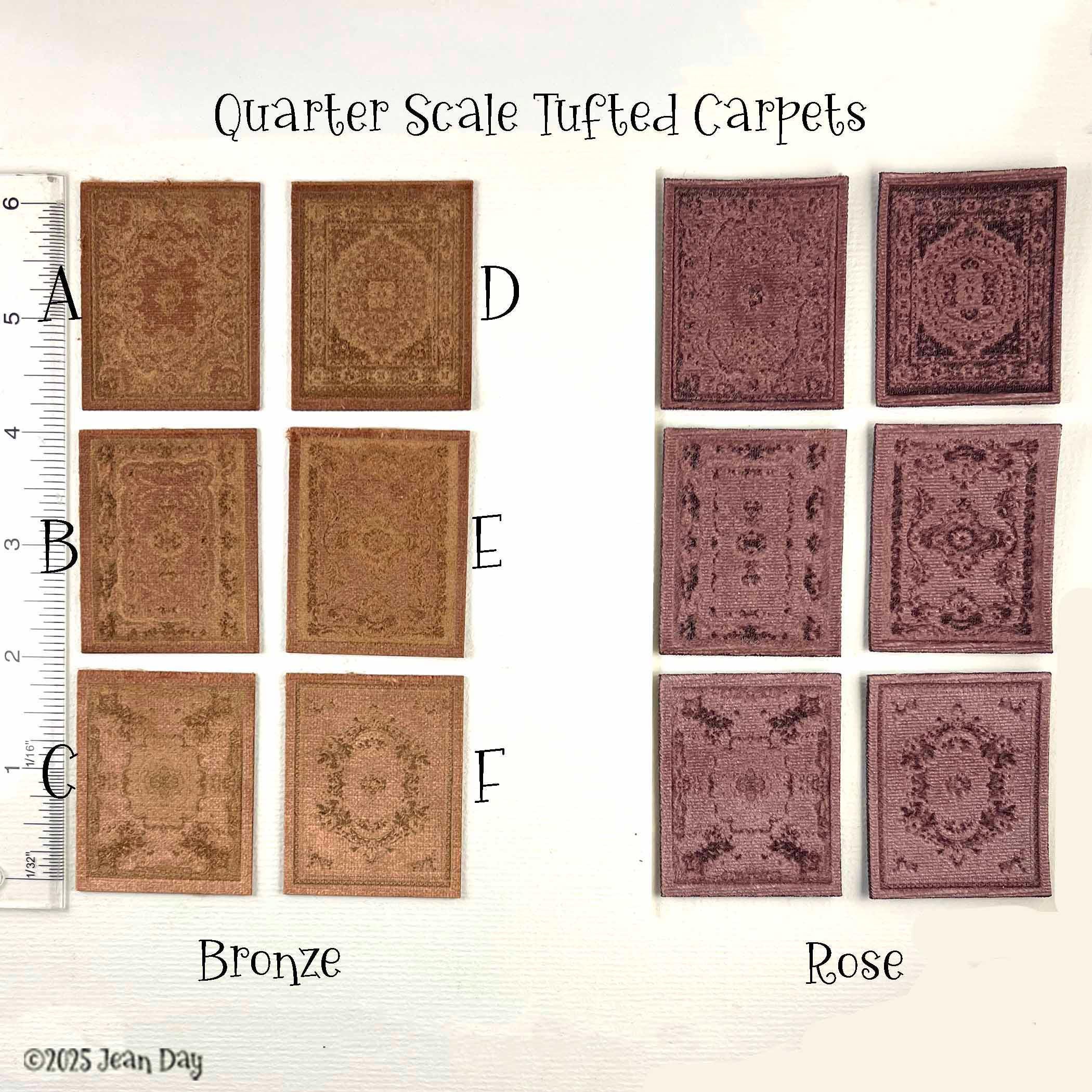 Laser Cut and Engraved Quarter Scale 1:48 in 6 styles and 4 colour choices. Dollhouse Miniature  LC287