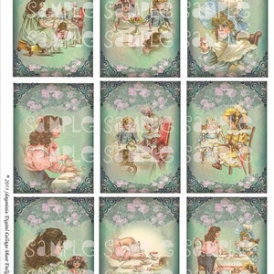 Dolly's Tea Party 2,5 x 3,5, tags, download digital instantâneo DC005