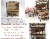 KIT Quarter Scale French Country Laser Cut and Engraved Kitchen or Shop Cabinet Kit 1 48 1 4 inch, LC044, Dollhouse Miniature