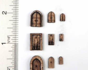 KIT Fairy Doors Kit, Laser Cut and Engraved quarter scale 1:48 1/4" dollhouse miniature  LC136