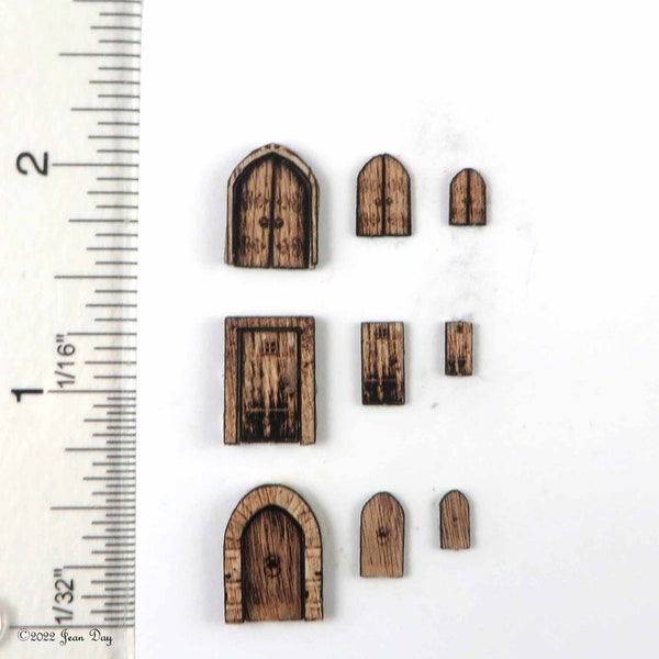 KIT Fairy Doors Kit, Laser Cut and Engraved quarter scale 1:48 dollhouse miniature  LC136